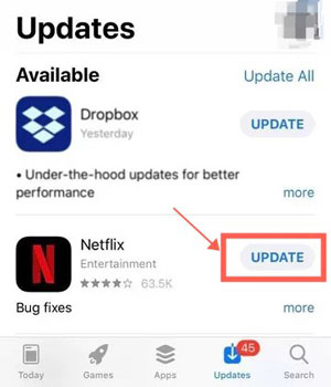 update netflix app on ios app store