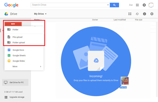 upload spotify music to google drive