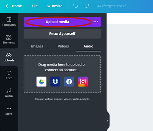 upload spotify media to canva