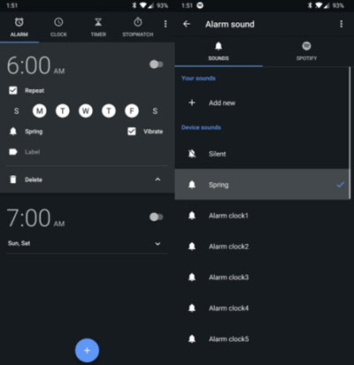 set spotify as google clock alarm offline