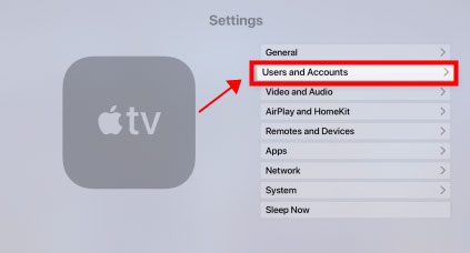 choose users and accounts on apple tv