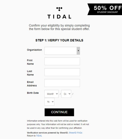 get tidal student discount
