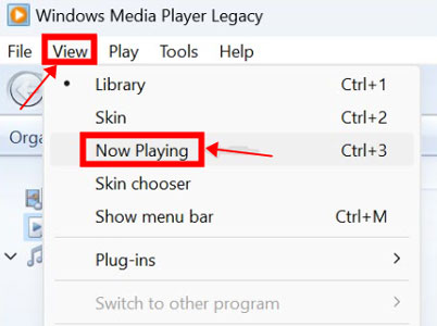 now playing option on widnows media player