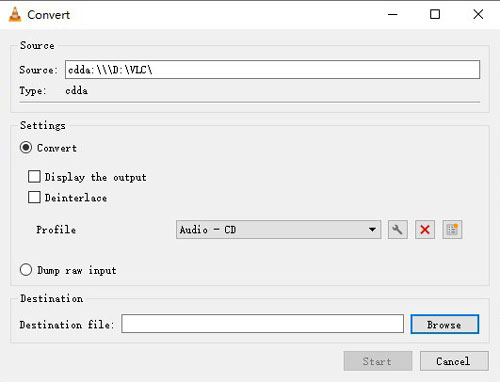 convert settings in vlc