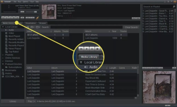 winamp media library