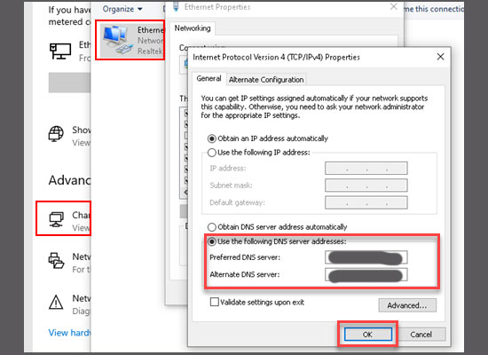unblcok spotify by change windows computer dns server