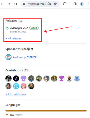 releases of xmanager on github