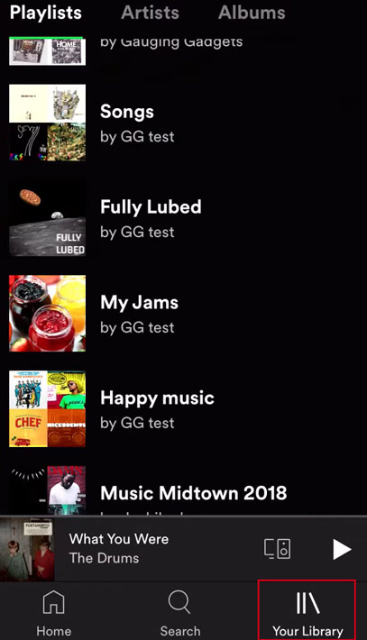 spotify library on mobile app