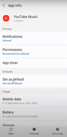 set as default youtube music