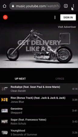 youtube music web version on phone