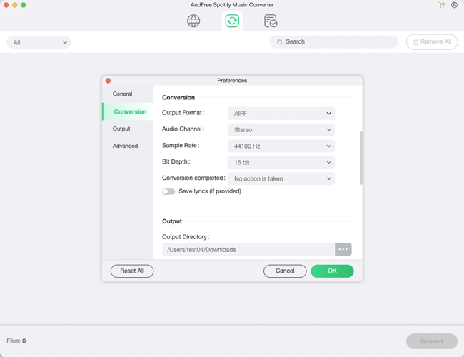 set output format for spotify to aiff