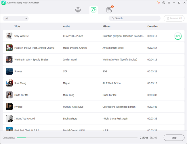 convert and save spotify music to mp3 online via audfree spodable