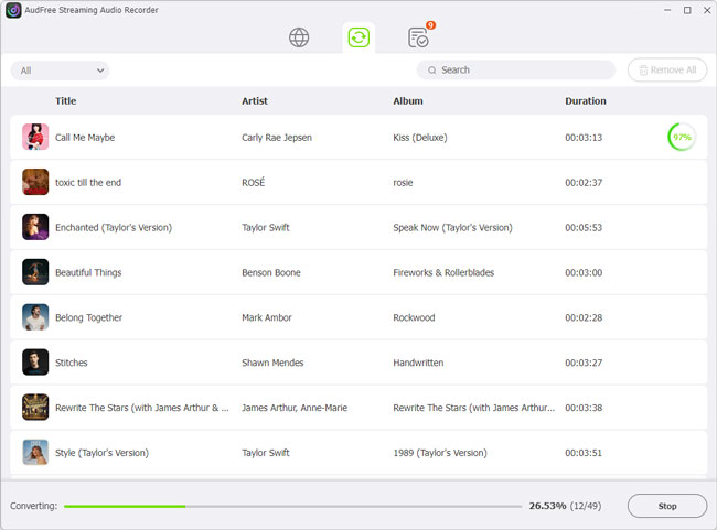 convert streaming music files