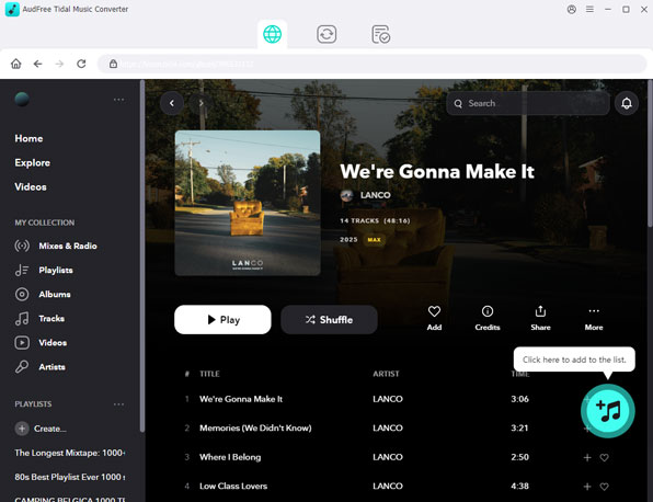 import tidal music to audfree