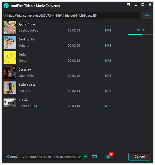 AudFree Tidal Music Converter for Windows Screenshot