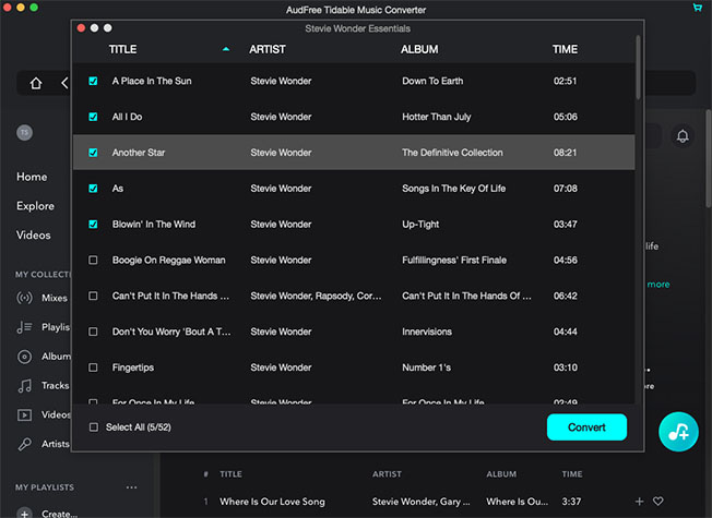 load tidal playlist or album to download