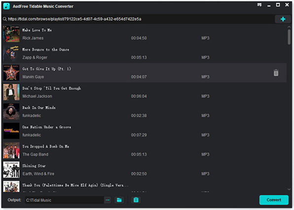 add tidal music to audfree tidable