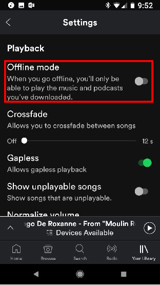 listen to spotify offline android iphone